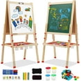 thumbnail image 1 of Ealing Kids Art Easel with Painting Accessories, Height Adjustable Standing Double Sided Drawing Board, Wooden Toddler Easel for Boys&Girls, 1 of 8