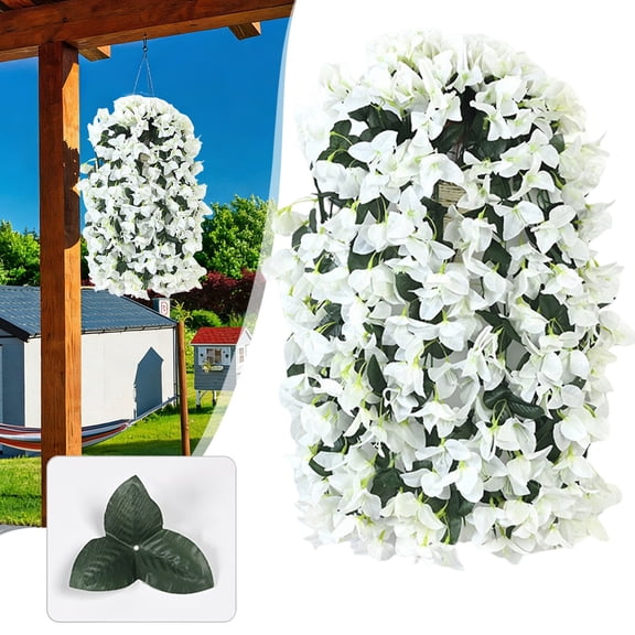 Ealm of Wind and Vines,Artificial Faux Bougainvillea Flowers Plants for Outdoor Decoration, 2 PCS Fake Silk Long Trailing Vines Uv Resistant Realistic for Front Door Porch Planter Patio Balcony