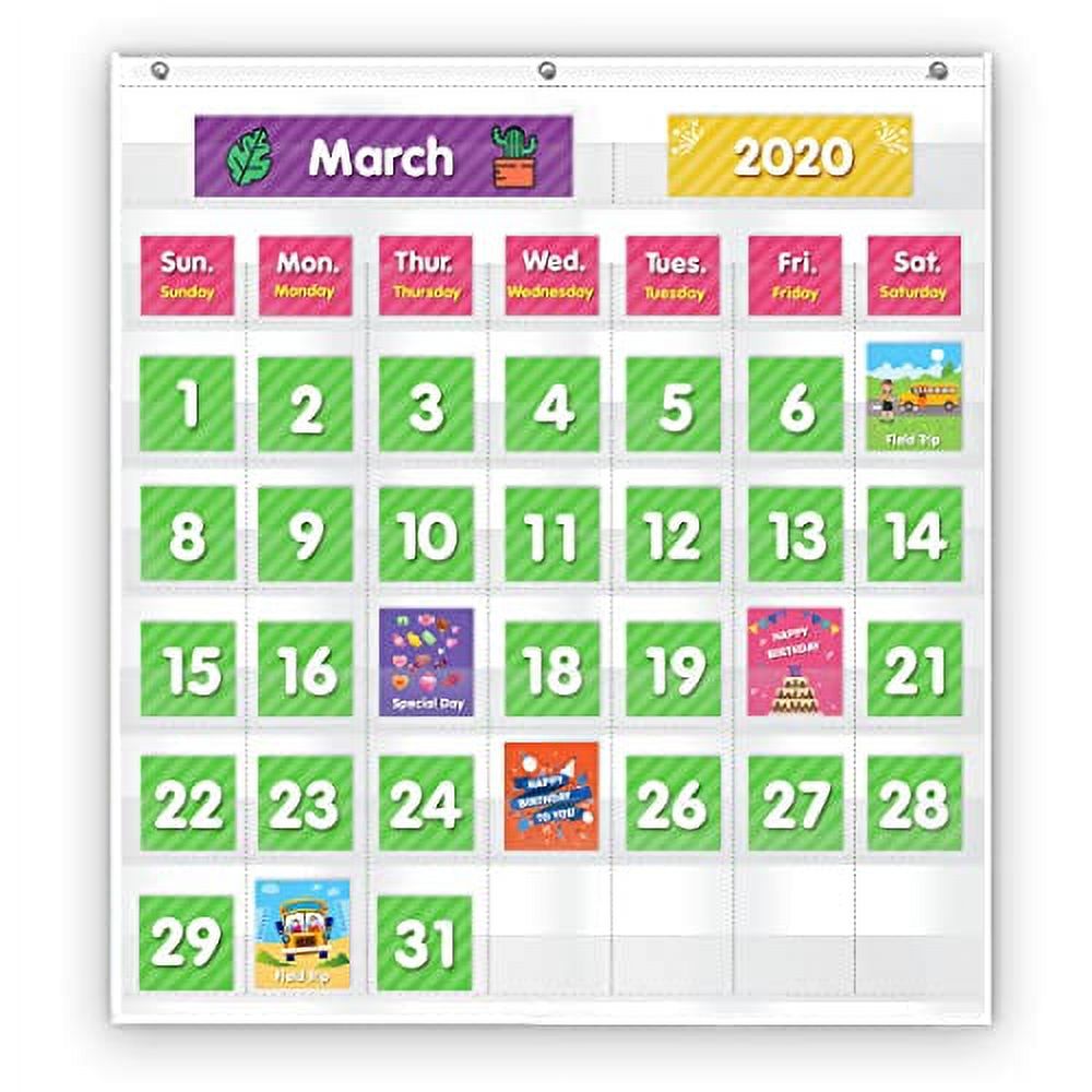 Eamay Classroom Monthly Calendar Pocket Chart with 71 Cards for Kids Learning for Home,White - Walmart.com Eamay Classroom Monthly Calendar Pocket Chart with 71 Cards for Kids Learning for Home,White - Walmart.com