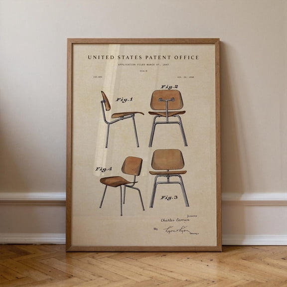 Eames Chair Patent Wall Art Print Mid Century Decor