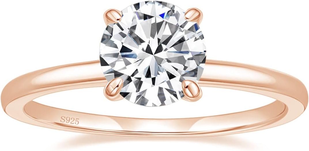 Eamti 1.5Ct 925 Sterling Silver Engagement Ring Round Cut Solitaire Cz