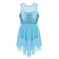 thumbnail image 1 of Eandarui Big Girls Sequins Lyrical Dance Dress Sleeveless Tank Leotard Hi-Lo Skirts Ballet Dancewear Light Blue 12, 1 of 7