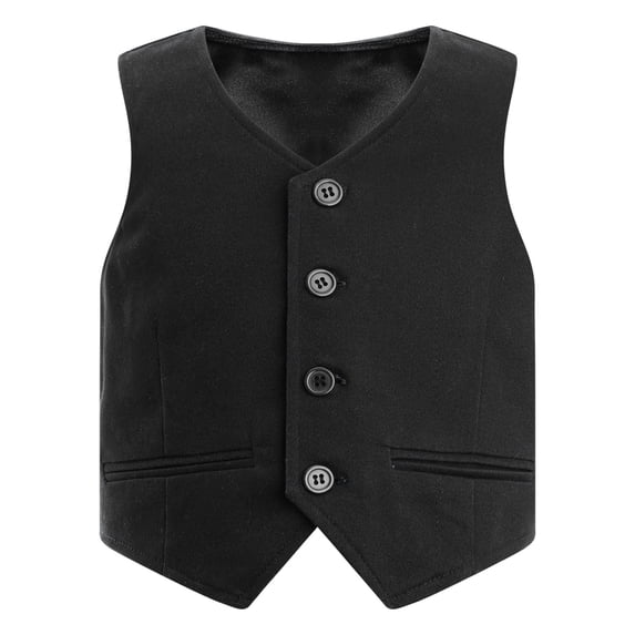 Eandarui Boys Formal Vest Waistcoat Gentlemen Solid Color Vest for Wedding Festival Party Black 6