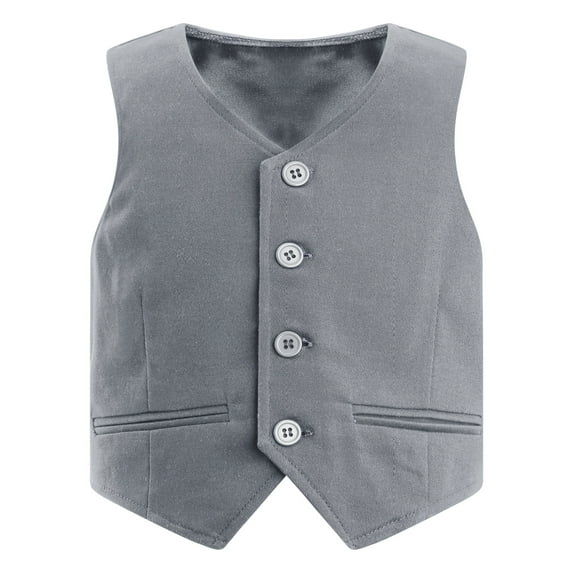 Eandarui Boys Formal Vest Waistcoat Gentlemen Solid Color Vest for Wedding Festival Party Gray 4T
