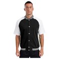 thumbnail image 1 of Eandarui Fashion Varsity Jacket for Men Short Sleeve Press Button Baseball Bomber Jackets Casual Black&White XXL, 1 of 7