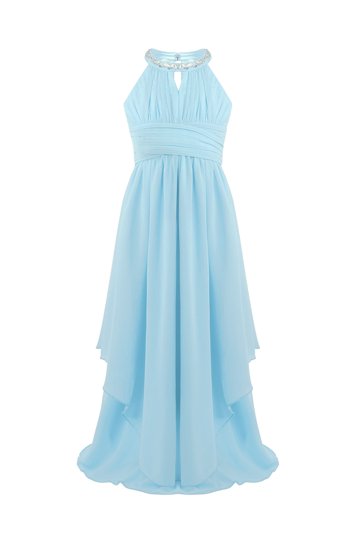 cute dress shoes for women Light Blue Pleated Ruched Balloon Sleeve A-Line Midi Chiffon Dress – Loveiss