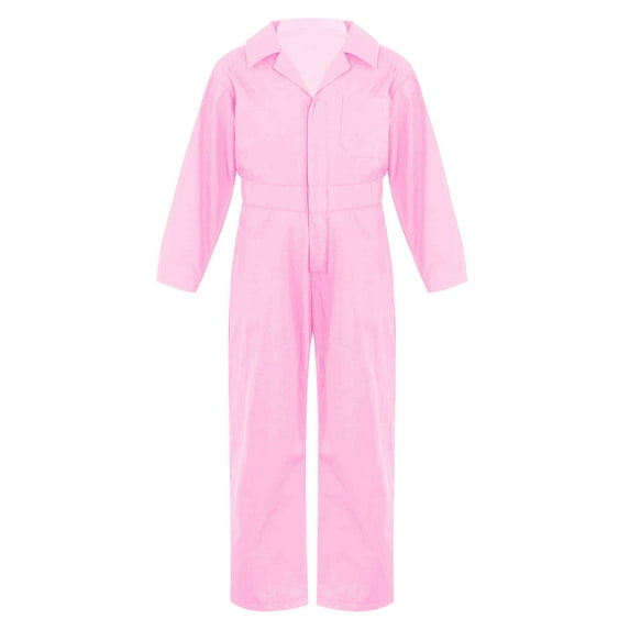 Eandarui Girls Boys Mechanic Boiler Suit Costume Long Sleeve Mechanic Coveralls Flight Suit Halloween Pink 16