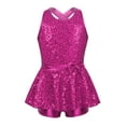 thumbnail image 1 of Eandarui Girls Jazz Modern Dancewear Sequined Sleeveless Criss Cross Back Bowknot Dance Leotard Dress Rose 8, 1 of 7