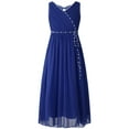 thumbnail image 1 of Eandarui Junior Girls V Neck Bowknot Hollow Back Bridesmaid Pageant Prom Wedding Long Maxi Dress Royal Blue 14, 1 of 5