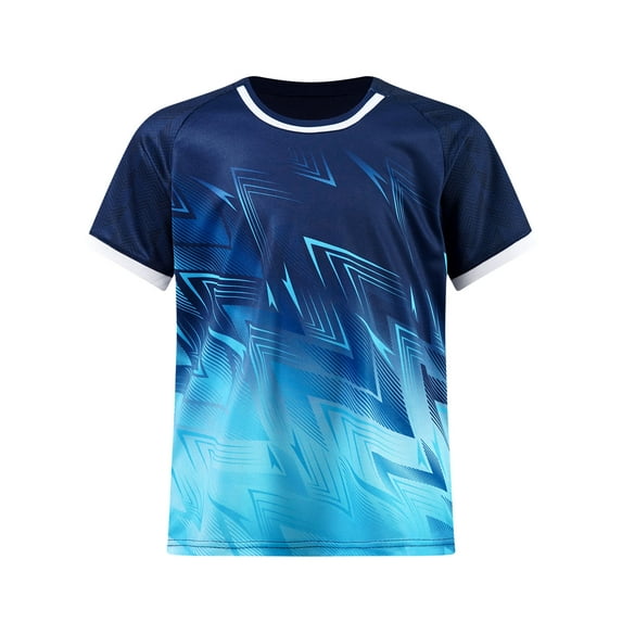 Eandarui Kids Boys Casual Short Sleeve T-shirts Moisture Wicking Football Basketball Active Tee Tops Navy Blue L