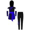 thumbnail image 1 of Eandarui Kids Boys Girls Ninja-style Costumes Sleeveless Hooded Top and Pants Set for Theme Party Cosplay Blue 6, 1 of 5