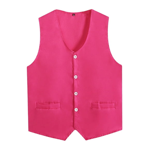 Eandarui Kids Boys Girls Volunteers Activities Vest Waistcoat Peasant Party Costume Vests Hot Pink XL/13