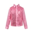thumbnail image 1 of Eandarui Kids Boys Sequins Long Sleeves Hip-hop Jazz Dance Shirt Stage Performance Costumes Disco Pink 110, 1 of 7