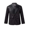 thumbnail image 1 of Eandarui Kids Boys Shiny Sequins Lapel Jacket Coat Tuxedo Blazer Jacket for Wedding Banquet Birthday A Black 12, 1 of 8