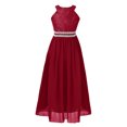 thumbnail image 1 of Eandarui Kids Flower Girl Floral Lace Dress Halter Neck Chiffon Long Junior Bridesmaid Dress Pageant Burgundy 16, 1 of 7