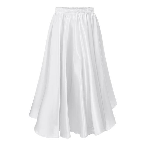 Eandarui Kids Girl Long Full Circle Ballroom Dance Skirt Flamenco Cha Cha Latin Dancewear Long Maxi Skirt White 130