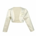 thumbnail image 1 of Eandarui Kids Girls 3D Flower Long Sleeves Bolero Shrug Jacket Cardigan Bridesmaid Outerwear Beige 150, 1 of 5