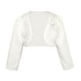thumbnail image 1 of Eandarui Kids Girls 3D Flower Long Sleeves Bolero Shrug Jacket Cardigan Bridesmaid Outerwear Ivory 130, 1 of 5
