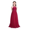 thumbnail image 1 of Eandarui Kids Girls Chiffon Halter Neck Maxi Flower Dress Wedding Bridesmaid Formal Party Burgundy 14, 1 of 7