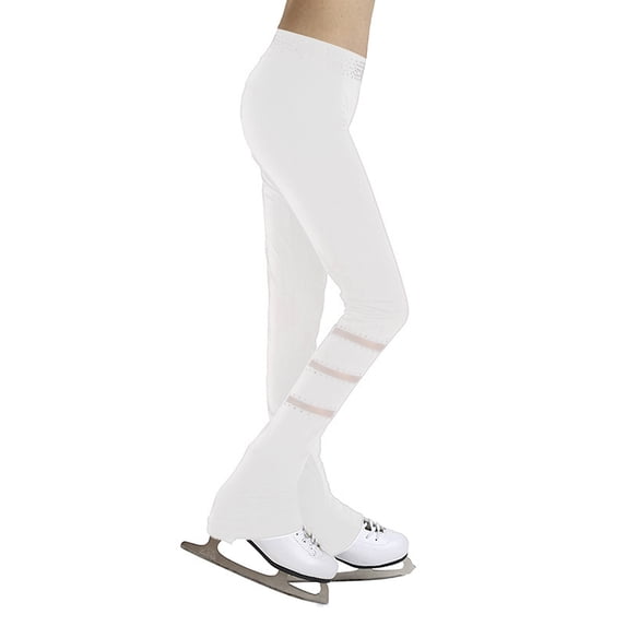 Eandarui Kids Girls Figure Skating Pants Ice Skating Leggings Sparkly Rhinestones Gymnastic Workout White 14