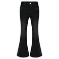 thumbnail image 1 of Eandarui Kids Girls Flared Jeans Elastic Waistband Casual Slim Fit Bell Bottom Denim Pants Black 5-6, 1 of 7