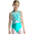 thumbnail image 1 of Eandarui Kids Girls Gymnastics Ballet Dance Leotard Bodysuit Shiny Rhinestones Figure Skating Costumes Blue Green 8, 1 of 7