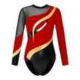 thumbnail image 1 of Eandarui Kids Girls Illusion Hollow Back Gymnastics Leotard Sparkle Marble Print Ballet Dance Red 14, 1 of 5