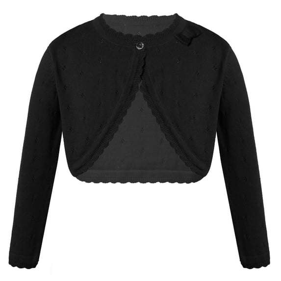 Eandarui Kids Girls Knitted Sweater Cropped Coat Long Sleeve Single Button Closure Dressy Cardigan Black 80