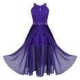 thumbnail image 1 of Eandarui Kids Girls Lace Sleeveless Wedding Bridesmaid Halter Romper Maxi Dress Prom Gown Purple 14, 1 of 7