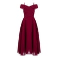 thumbnail image 1 of Eandarui Kids Girls Off Shoulder Junior Bridesmaid Dresses Chiffon A-Line Wedding Party Dress Formal Burgundy 8, 1 of 6