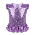 thumbnail image 1 of Eandarui Kids Girls Ruffled Sleeves Birthday Party Peplum Crop Tops Sequins Tee Shirt Lavender 6, 1 of 6