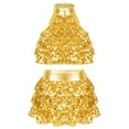 thumbnail image 1 of Eandarui Kids Girls Sequins Dance Outfits Set 2 Piece Metallic Crop Top with Skirt Jazz Latin Gold 8, 1 of 7