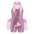 thumbnail image 1 of Eandarui Kids Girls Shiny Sequins Mock Neck Jazz Latin Ballet Dance Leotard Jumpsuit Dancewear Pink 16, 1 of 7