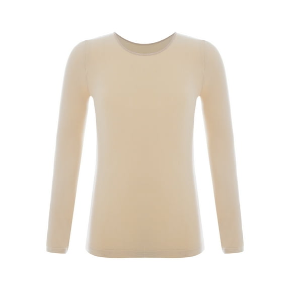 Eandarui Kids Girls Thermal Underwear Tops Long Sleeve Shirts Round Neck T-shirt Stretchy Base Shirt Type A Nude S