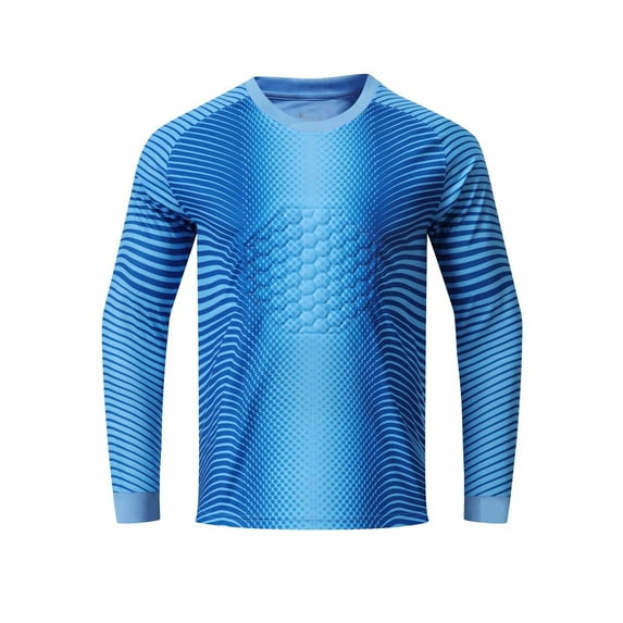 Eandarui Kids Soccer Jersey Boys Goalkeeper Shirt Padded Goalie Uniform Sports Compression Tops Sky Blue 24