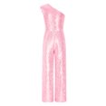 thumbnail image 1 of Eandarui Kids Sparkly Sequin One Shoulder Jumpsuit High Waist Long Leg Romper Birthday Party Fancy Pink 10, 1 of 5