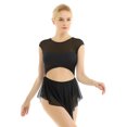 thumbnail image 1 of Eandarui Lyrical Women's Asymmetrical Mesh Cutout Tank Dress Latin Lyrical Modern Dancing Dress Black L, 1 of 6