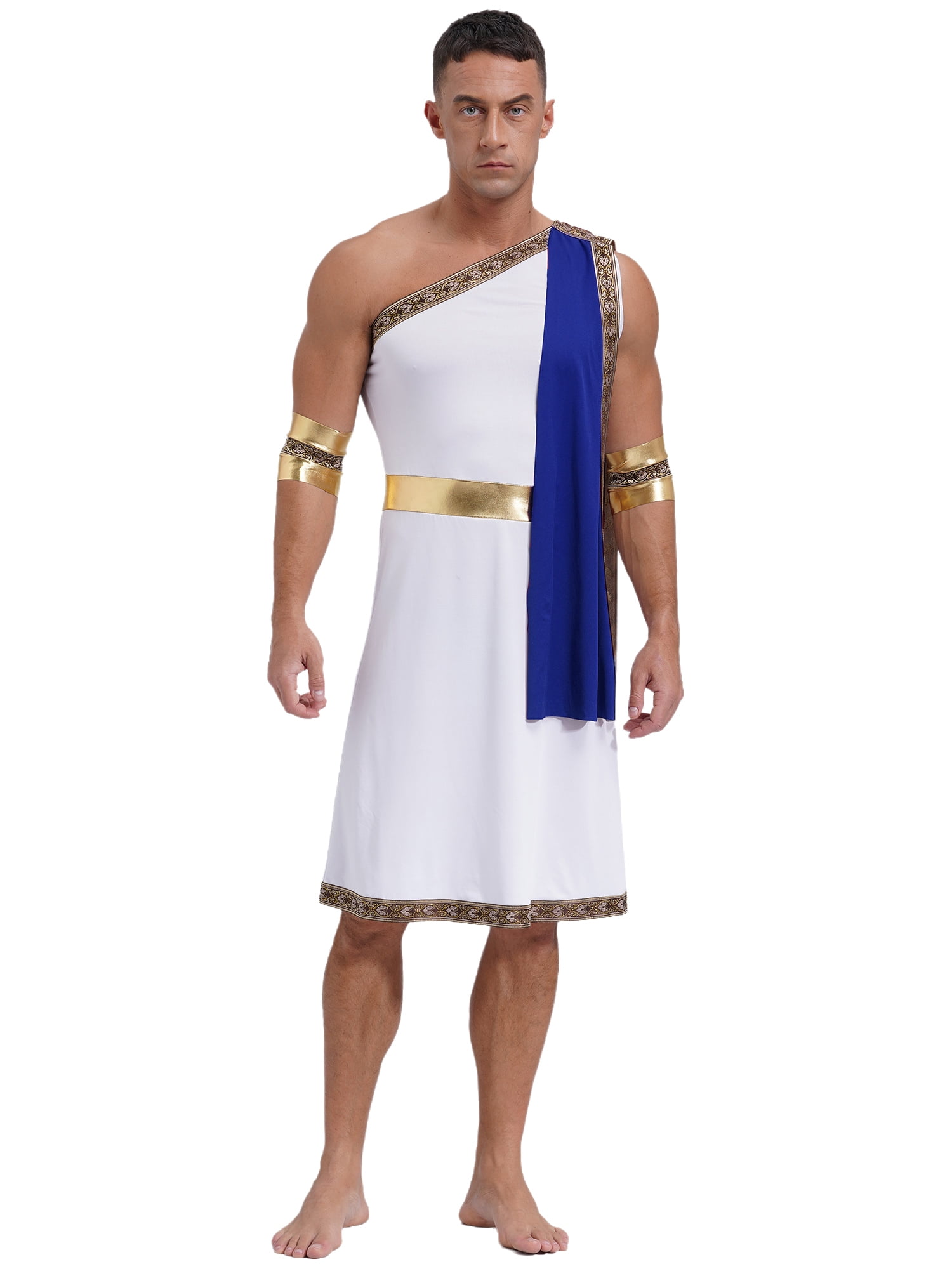 Eandarui Men's Ancient Greek Costume Roman Toga Dress Set Caesar