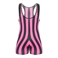 thumbnail image 1 of Eandarui Men's Athletic Wrestling Singlets Striped Rainbow One-piece Bodysuit Boxer Underwear Hot Pink XXL, 1 of 7