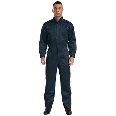 Eandarui Men's Dustproof Long Sleeve Coverall Front Zipper Work Overalls One Piece Jumpsuits Navy Blue S/160