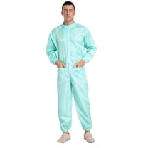 Eandarui Men's One Piece Work Coveralls Jumpsuits Long Sleeves Front Zipper One Piece Work Uniform Light Green L