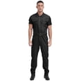 thumbnail image 1 of Eandarui Mens Mechanic Uniforms One Piece Zip Up Workshop Auto Workwear Lightweight Jumpsuits Short Black L, 1 of 7
