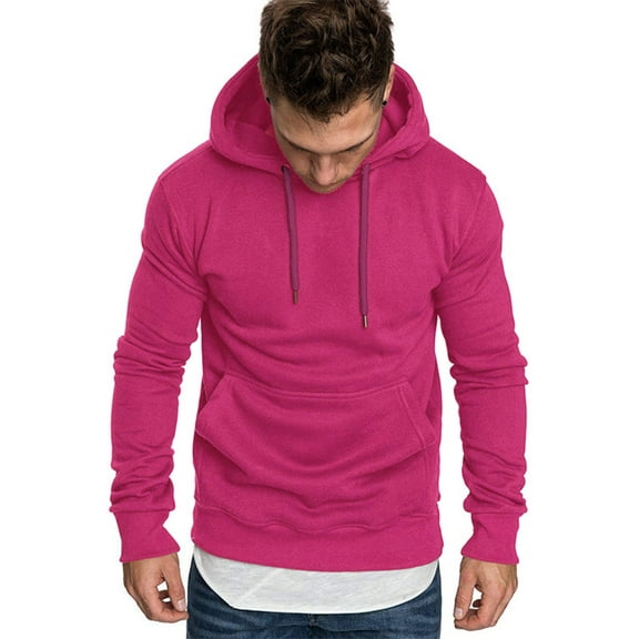 Eandarui Mens Solid Hoodies Casual Relaxed Hooded Pullover Top Thermal Sweatshirt Spring Autunm Burgundy 3XL