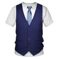 thumbnail image 1 of Eandarui Mens Two-Piece 3D Printed Tuxedo T-Shirt Short Sleeve Tie Vest Tux Shirt Fancy Dress Costume Blue XXL, 1 of 6