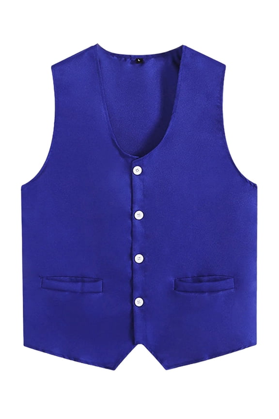 Unisex Volunteer Activities Vest Supermarket Waiter Uniform Button Up Clerk Vests Workwear Blue XXL