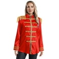 thumbnail image 1 of Eandarui Women Medieval Cosplay Costume Long Sleeve Zippy Satin Jacket Long Outerwear Coat Outfit Red XL, 1 of 5