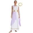 thumbnail image 1 of Eandarui Women Roman Greek Costume Toga with Athenian Crown Ancient Queen Princess Robe Fancy Dress Lavender L, 1 of 7