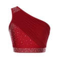 thumbnail image 1 of Eandarui Women Shiny Lyrical Dance Top One Shoulder Crop Top Lady Modern Contemporary Dancewear Burgundy S, 1 of 6