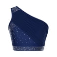 thumbnail image 1 of Eandarui Women Shiny Lyrical Dance Top One Shoulder Crop Top Lady Modern Contemporary Dancewear Navy Blue XXL, 1 of 6