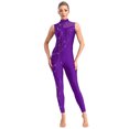 thumbnail image 1 of Eandarui Women Shiny Rhinestones Gymnastics Jumpsuit Figure Ice Skating Leotard Bodysuits Rompers Purple M, 1 of 6